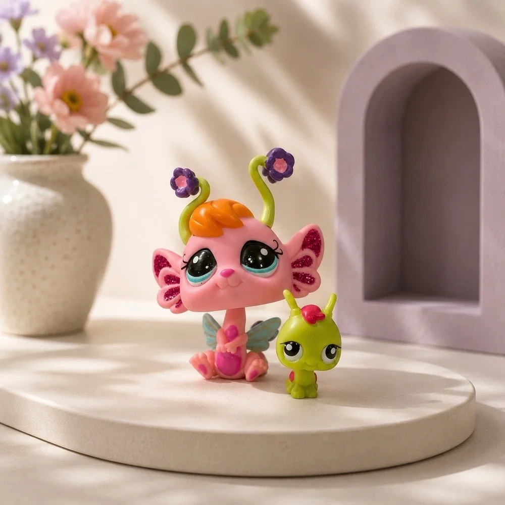 Littlest Pet Shop LPS #2614 2615 Flower Fairy Pink Authentic Hasbro